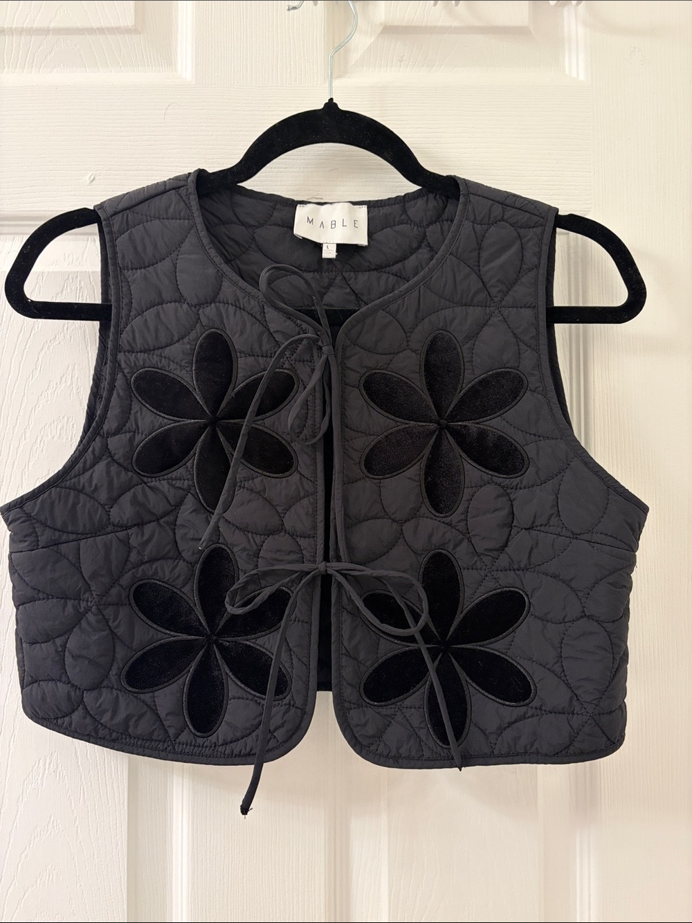 MARBLE Black Quilted Vest with Label Detail